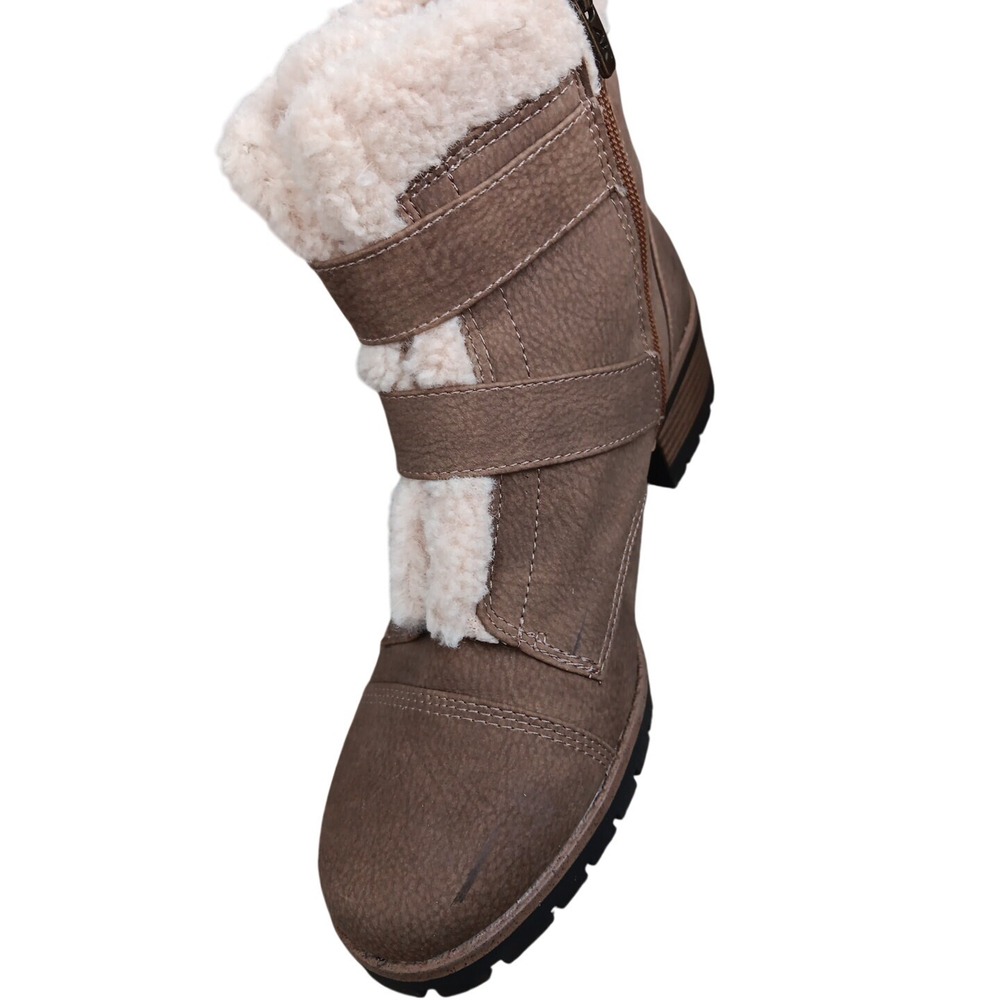 AK Sport Aklolly Boots Women's 7.5M Vegan Leather Buckle Faux Shearling